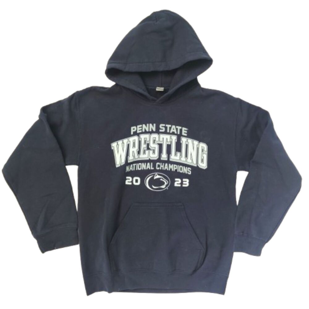 Penn State Wrestling National Champions Hoodie Sweatshirt Size S Navy Gildan